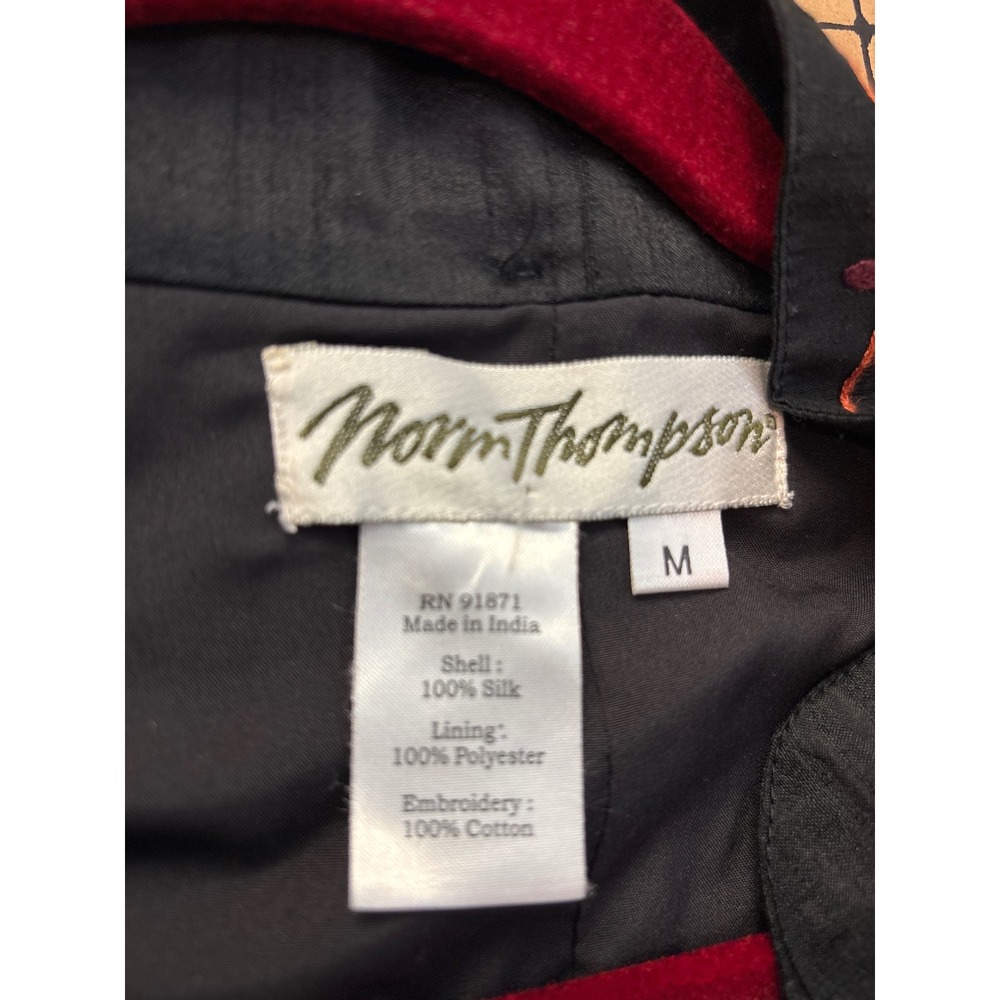 Norm Thompson Womens Silk Embroidered Floral Jacket Black Mandarin Collar Size M - Picture 8 of 8